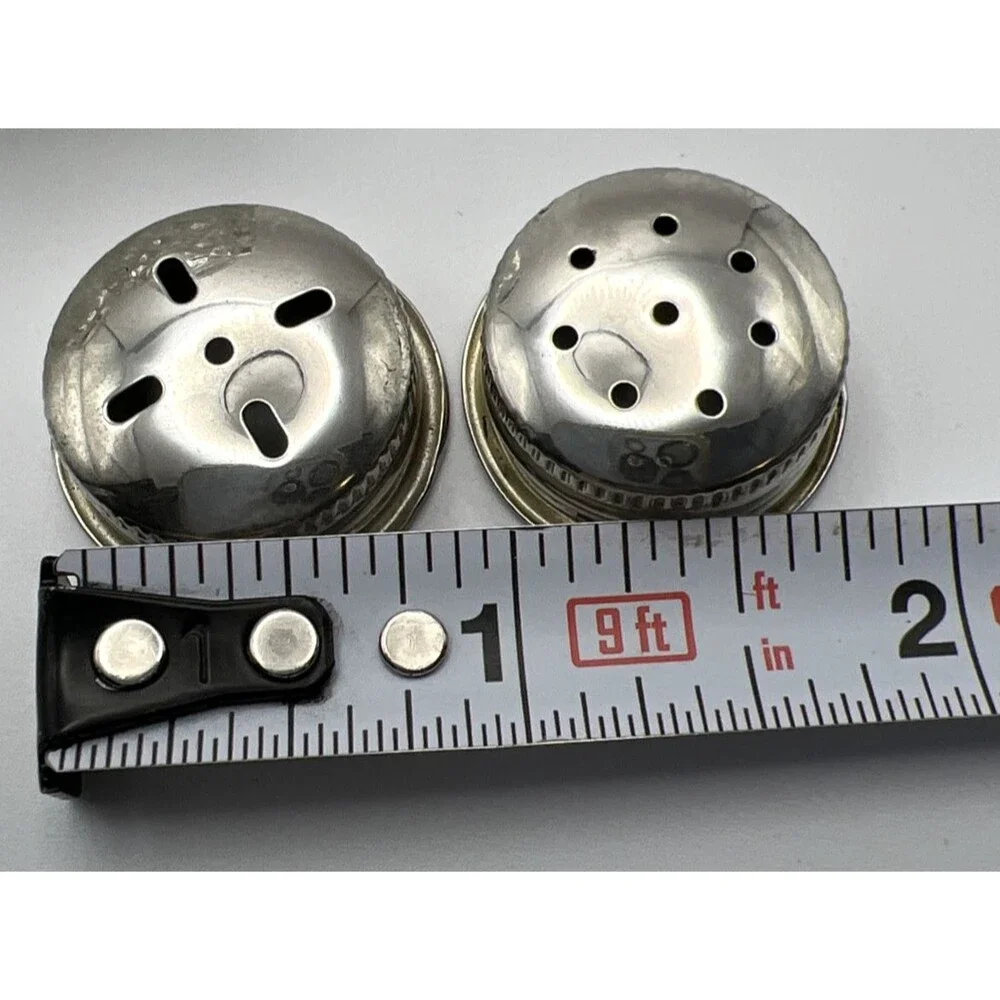Vintage Mini Salt & Pepper Shakers With Silver Plated Tray No Cracks/Chips